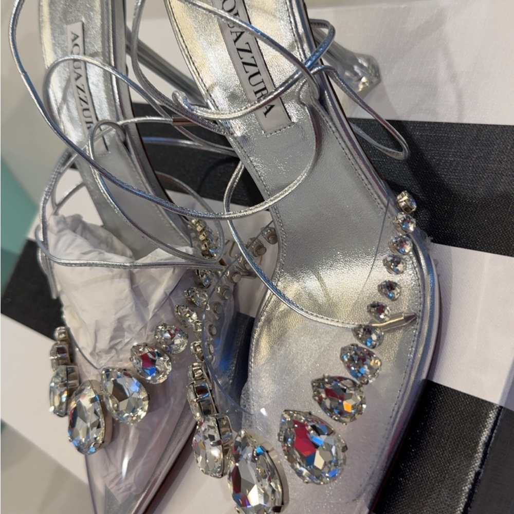 Aquazzura Silver Embellished Women's Shoes